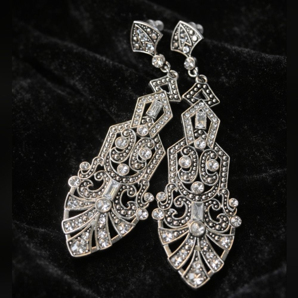 2 for $20 Art Deco Inspired Rhinestone Statement Earrings Prom Wedding Glam